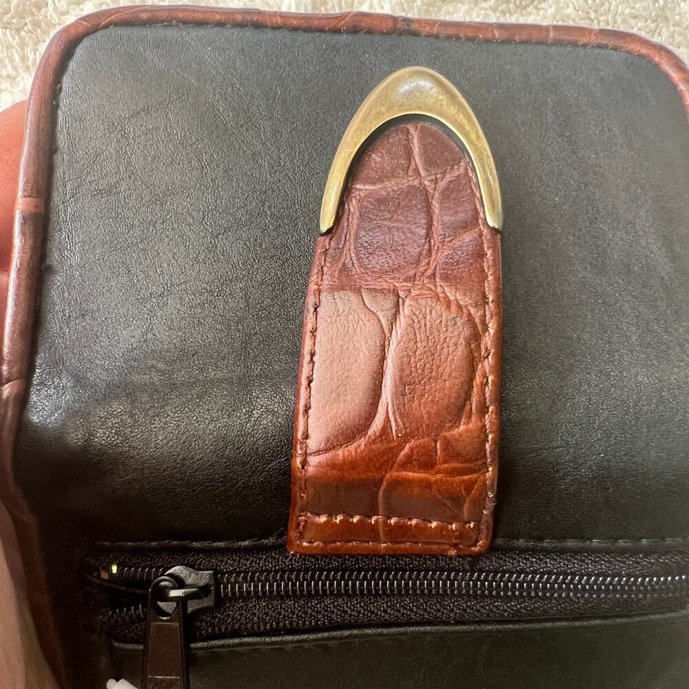 RGA Vintage Black Brown Croc Trim Trifold Wallet R5064 Brass Snap - Picture 6 of 10